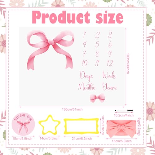 Preboun Monthly Milestone Blanket for Baby Girls 1