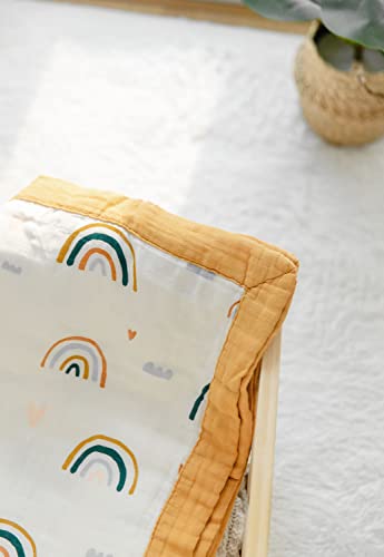 Rainbow Muslin Blanket for Baby - Soft and Breathable 47x47 Swaddle Blanket