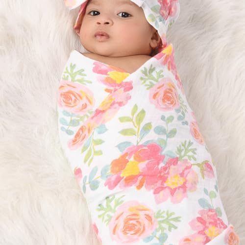 Featherhead 100 Cotton Muslin Swaddle Blankets - 4 Pack Garden Floral