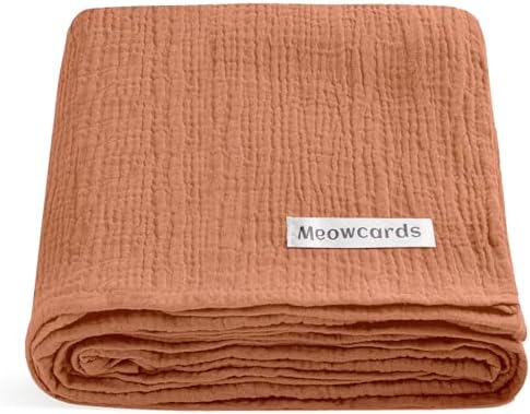 Meowcards Muslin Swaddle Blanket - 47x47 Inches Boho Style Unisex Newborn Essentials