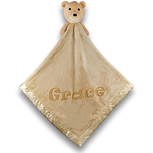 Custom Catch Personalized Teddy Bear Baby Blanket - Brown 1