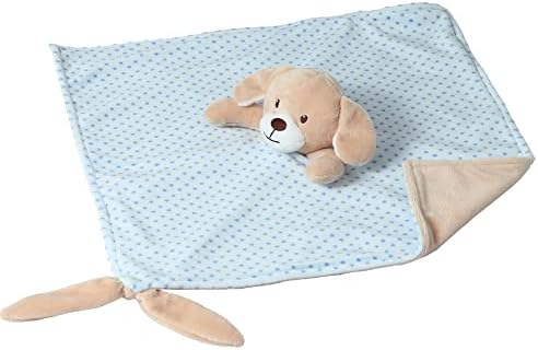 CREVENT Soft Plush Security Blanket Blue Dog