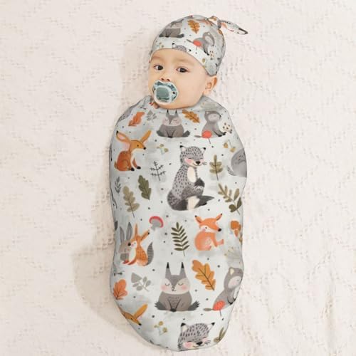 KiuLoam Newborn Swaddle Blanket with Hat Set