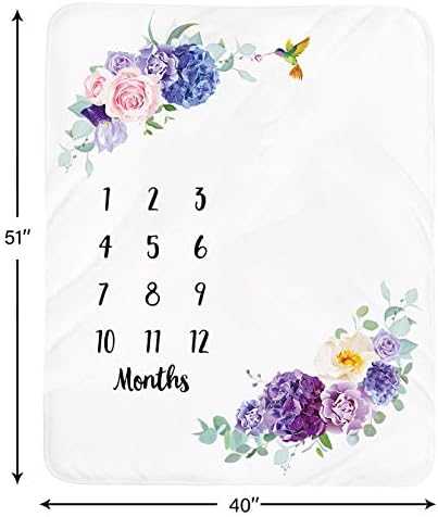 Tebaby Baby Monthly Milestone Blanket with Wreath Headband