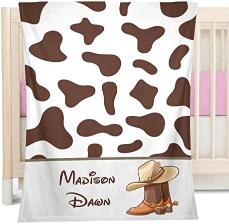 Deven Personalized Baby Blanket with Cowboy Boot Print 30x40 in