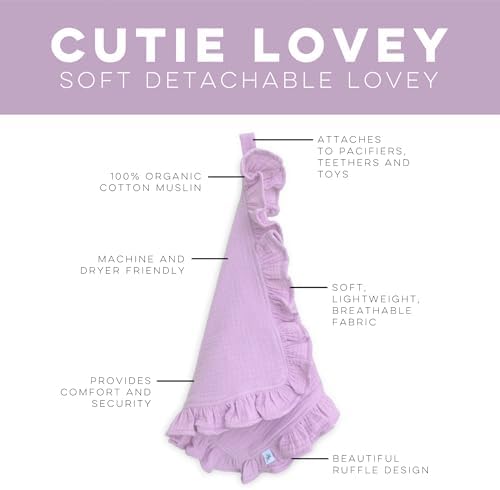 Ryan Rose Cutie Lovey Security Blanket - Organic Cotton Muslin with Snap Closure