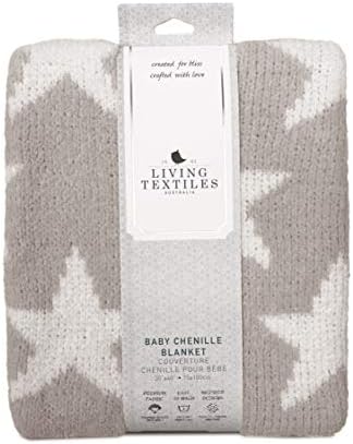 Living Textiles Grey Stars Chenille Baby Blanket Reversible