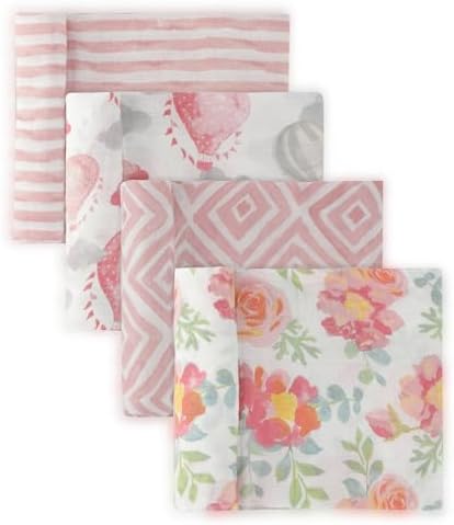 Featherhead 100 Cotton Muslin Swaddle Blankets - 4 Pack Garden Floral