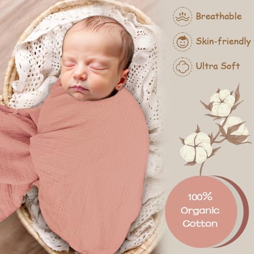 Breebleep Muslin Swaddle Blankets 3-Pack for Newborn