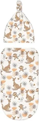 Muishi Funny Kangaroo Monkey Swaddle Blanket Hat Set