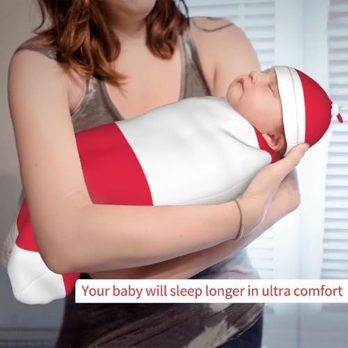 Polish Flag Newborn Swaddle Bag with Beanie 0-6 Months