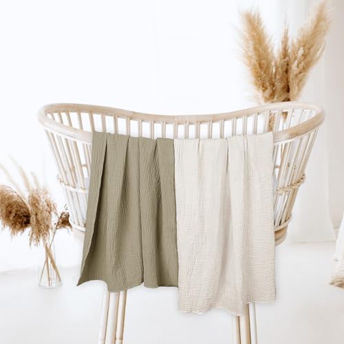 Lulumoon Muslin Swaddle Blanket 2 Pack - Soft Cotton Baby Blanket
