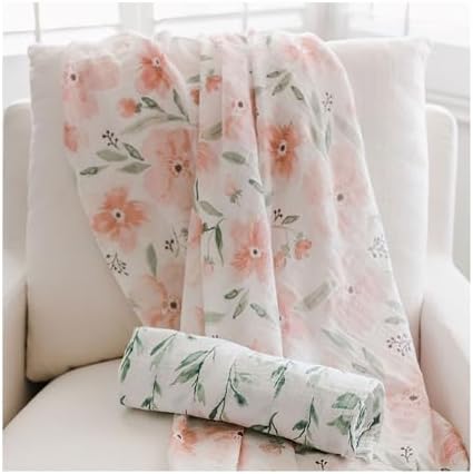 Crane Baby 100 Cotton Muslin Swaddle Blankets Pink Floral 47x47