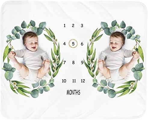 Tebaby Baby Milestone Blanket Twins - 51x40 Unisex Neutral Growth Chart