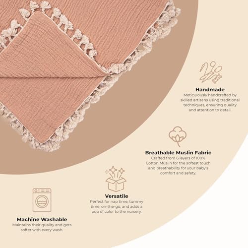 Crane Baby 6-Layer Muslin Swaddle Blanket Copper 30 X 40