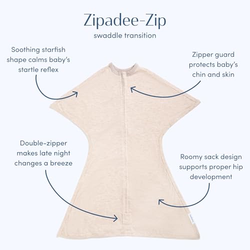 SleepingBaby Zipadee-Zip Transition Swaddle - Balanced Beige Heather