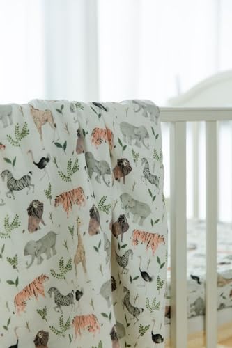Little Jump Muslin Blanket - 47 x 47 Jungle Print Twin Blanket