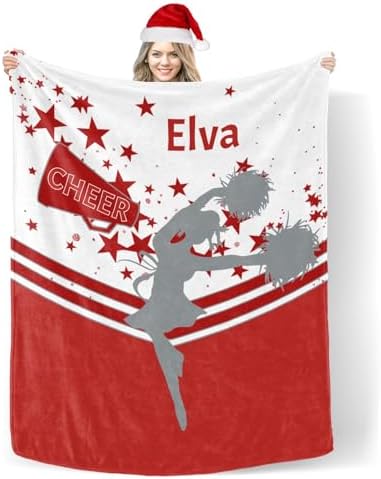 Custom Blanket with Name Text Cheer Star Red 30X40inch Swaddling Blanket