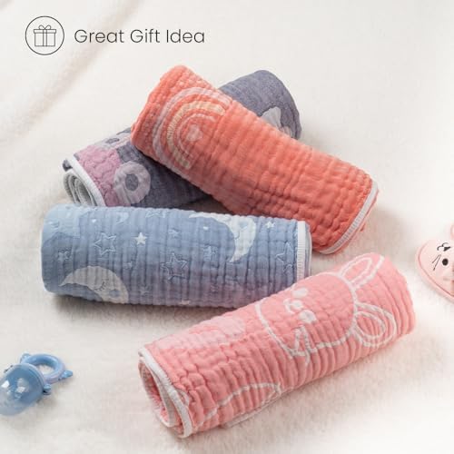 Soft 100 Cotton Muslin Baby Blanket with Moon Pattern