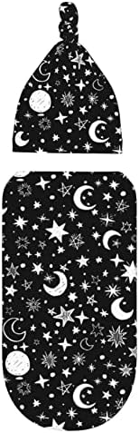 Moon Star Swaddle Blanket Hat Set for Newborns