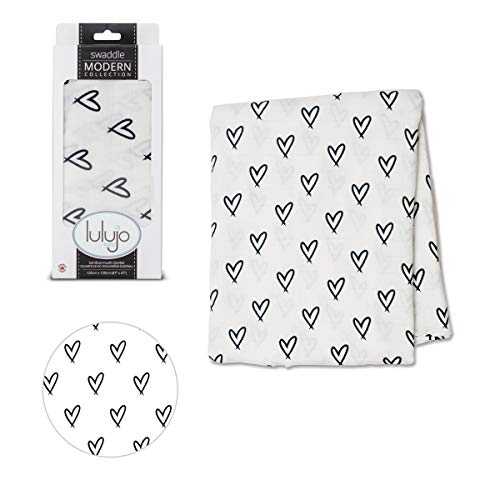 Lulujo Baby Swaddle Blanket Hearts 47 x 47-Inches