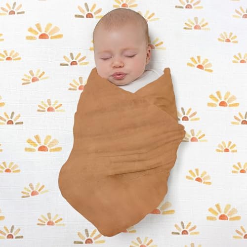 SwaddleDesigns Cotton Muslin Swaddle Blanket 46x46 Inches Earthtone Collection