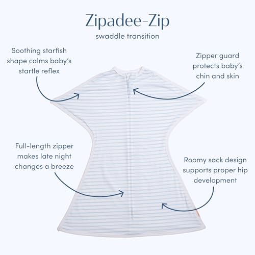 SleepingBaby Zipadee-Zip Transition Swaddle - BlueCream Medium 6-12 Months