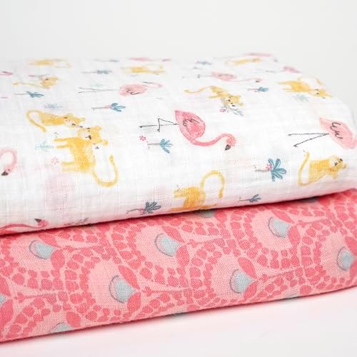 Gerber Baby 2-Pack Muslin Blanket Animal Geo Girl One Size