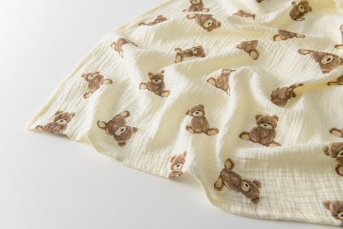 Little Jump 2-Pack Muslin Swaddle Blankets - Boho Teddy Bear Design