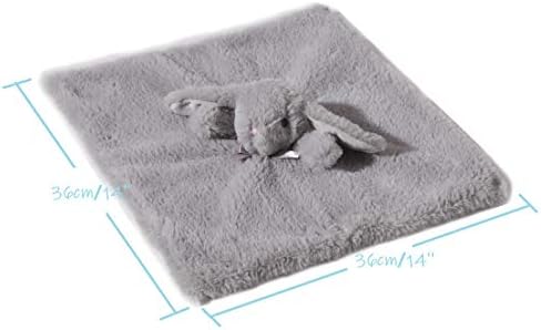 CREVENT Cozy Plush Baby Security Blanket with Grey Bunny Face