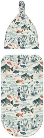 Muishi River Bass Fishes Swaddle Blanket Hat Set 1
