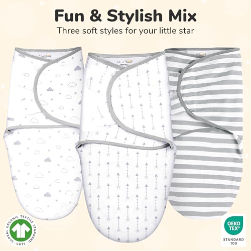 Mama Cheetah Organic Baby Swaddle Blanket 3-Pack Grey