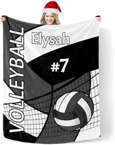 Custom Volleyball Grey Blanket with Name 30x40 Inch Swaddling Blanket