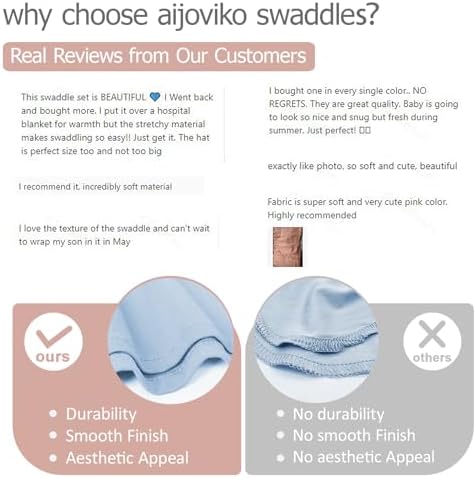 Aijoviko Newborn Swaddle Blanket with Hat Set Baby Blue