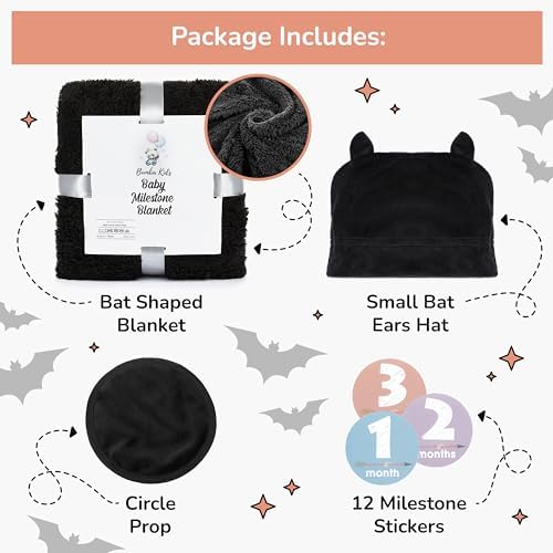 Bumba Kids Bat Blanket with Halloween Milestone Option