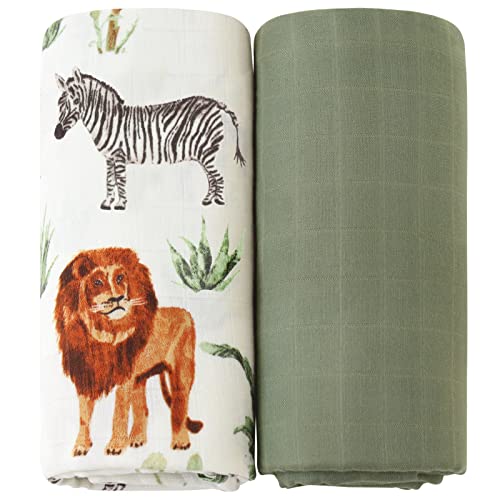 LifeTree Muslin Swaddle Blanket - 47 x 47 Bamboo-Cotton Blend