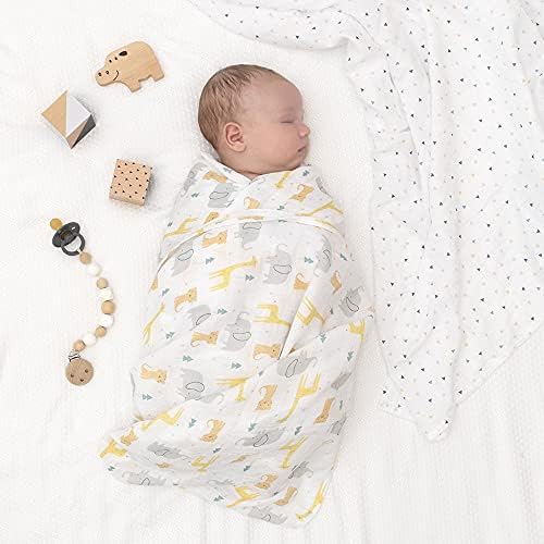 Living Textiles Animal Parade Swaddle Blankets 2-Pack - Ultra Soft Cotton Muslin