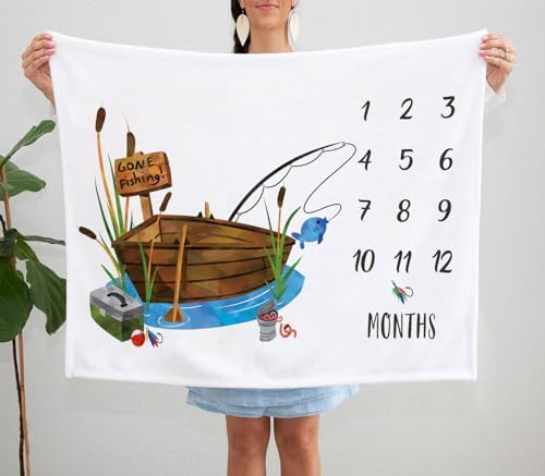 Yuzioey Fishing Baby Milestone Growth Chart Blanket