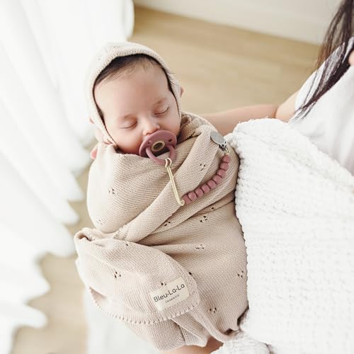 Bleu La La Luxury Organic Pointelle Receiving Blanket