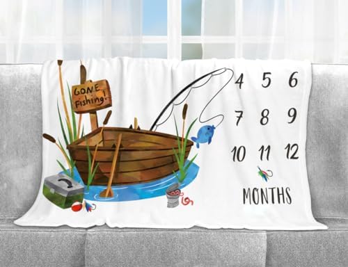 Yuzioey Fishing Baby Milestone Growth Chart Blanket