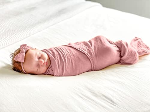 Premium Swaddle Blanket - Bamboo Viscose Organic Cotton 47 Inches Dusty Rose