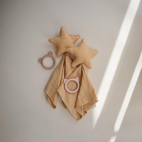 Mushie Star Security Blanket Organic Cotton Lovey Fall Yellow