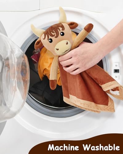 Highland Cow Baby Lovey Security Blanket - Newborn Gift
