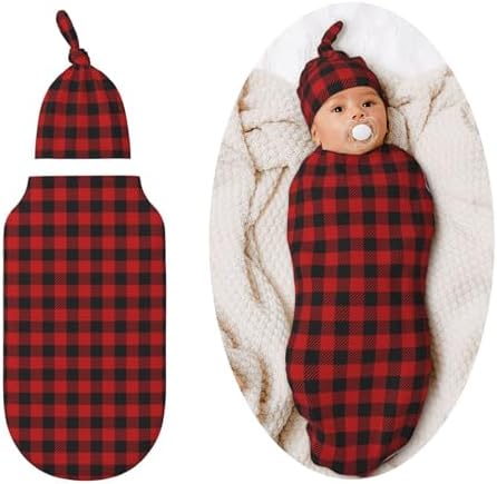 Figtihw Christmas Checkered Swaddle Blanket for Newborn Baby Girls Boys