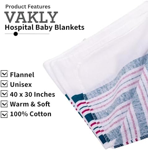 Vakly Hospital Receiving Blankets Pack of 3 30x40