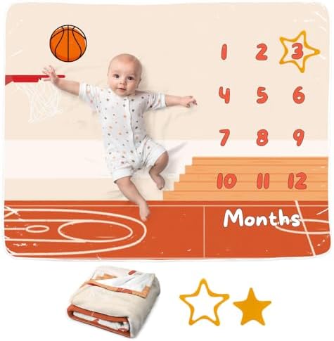 Basketball Baby Monthly Blanket for Boys