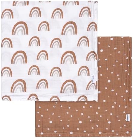 Gerber Baby 2-Pack Muslin Blanket Boho Rainbow Polka Dots