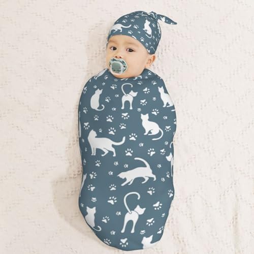 Muishi Newborn Swaddle Blanket Hat Set for Baby