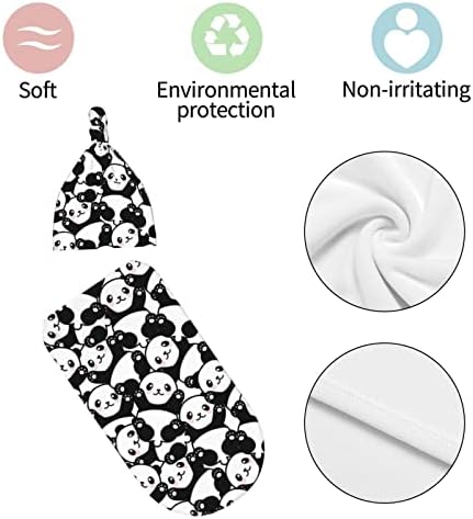 Osvbs Panda Baby Swaddle Blanket Beanie Set