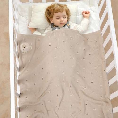 Mimixiong Organic Cotton Baby Blanket 40x30 Inch Oatmeal